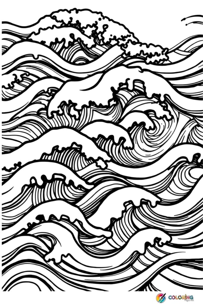 Abstract Wave Patterns Coloring Page