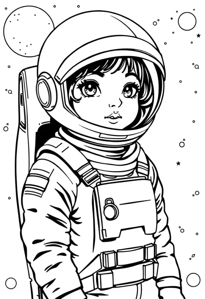 Astronaut in Space Black Girl Coloring Pages