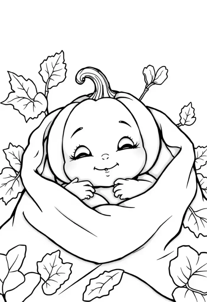 Baby Pumpkin in a Blanket Coloring Pages