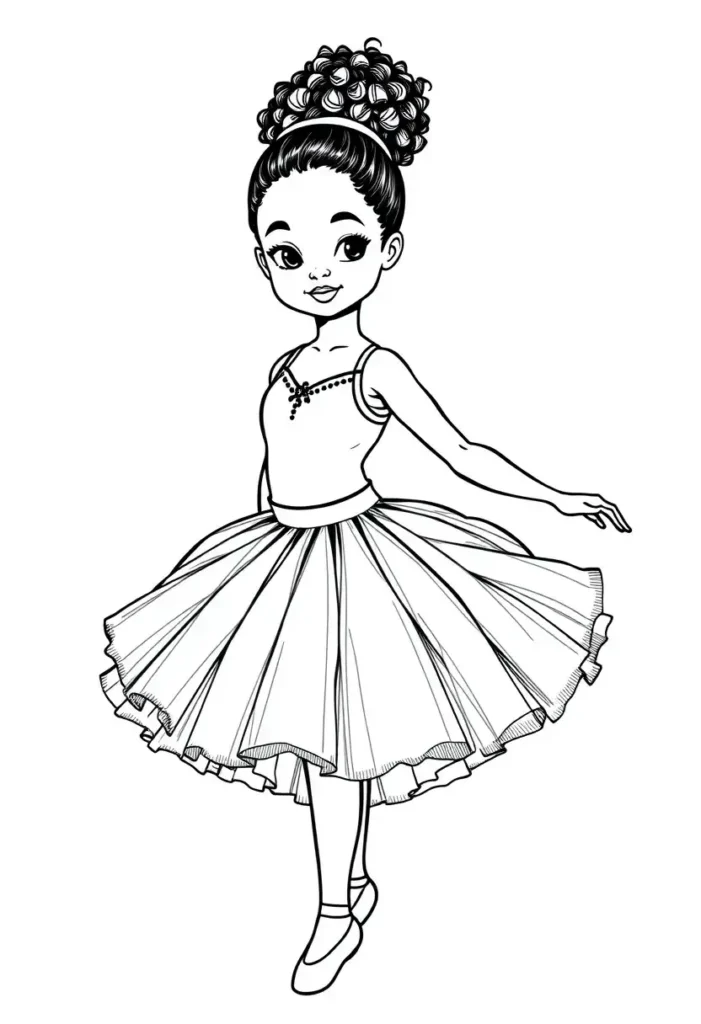 Ballerina with Tutu Black Girl Coloring Pages