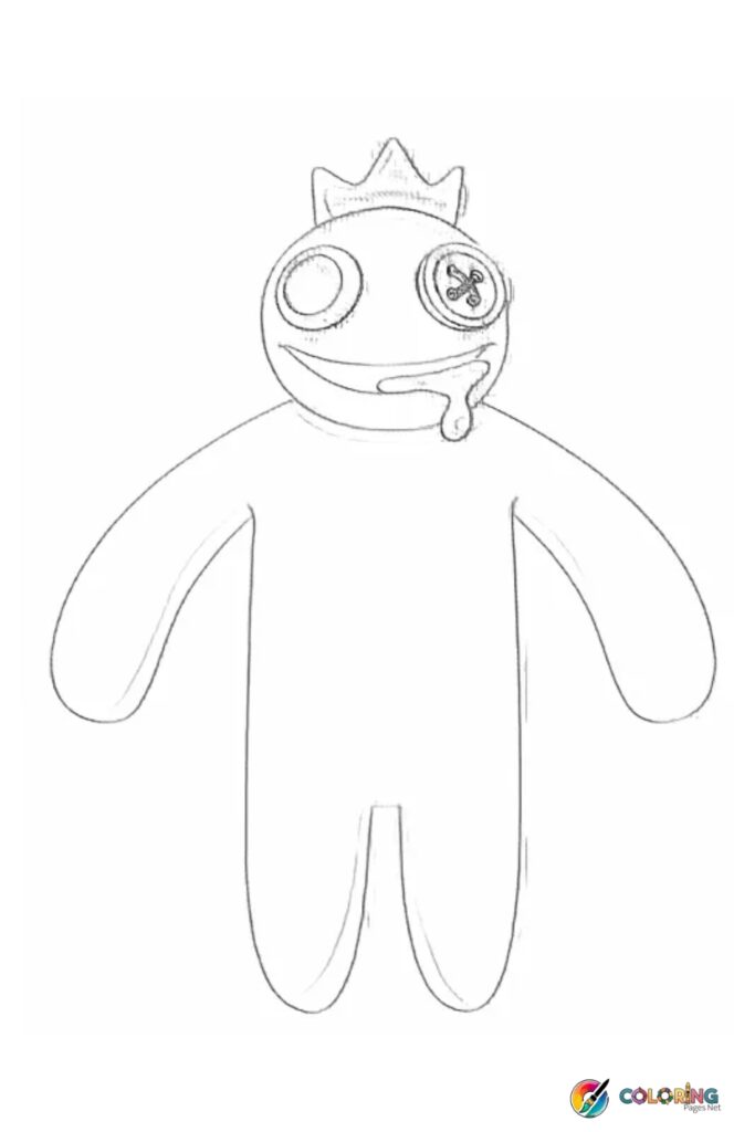 Blue Standing Alone, Looking Moody (rainbow friends coloring Pages)