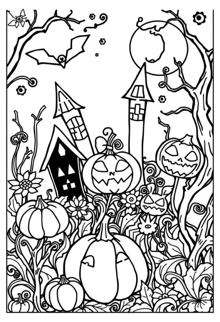 Bold Halloween Motifs Coloring Pages