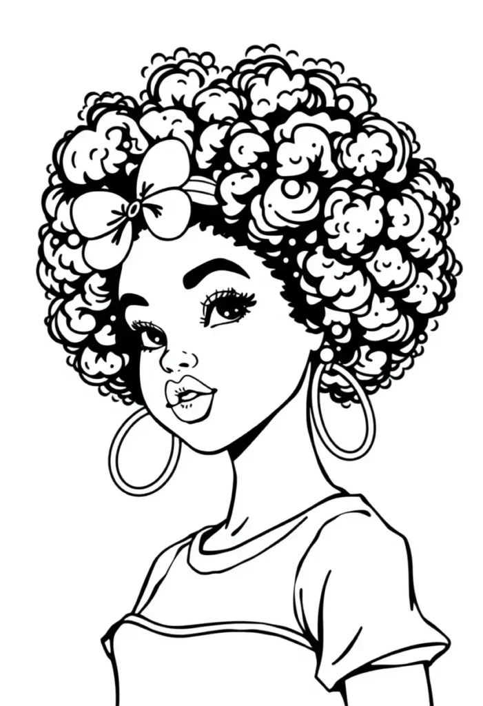 Afro Puffs Black Girl Coloring Pages
