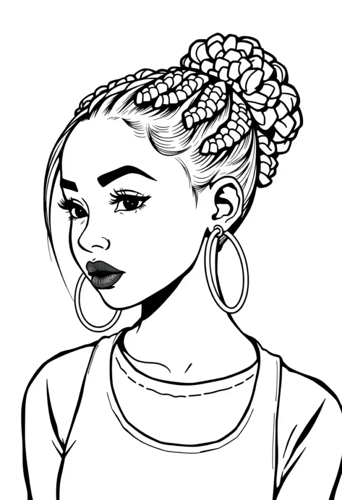 Girl with Hoop Earrings Black Girl Coloring Pages
