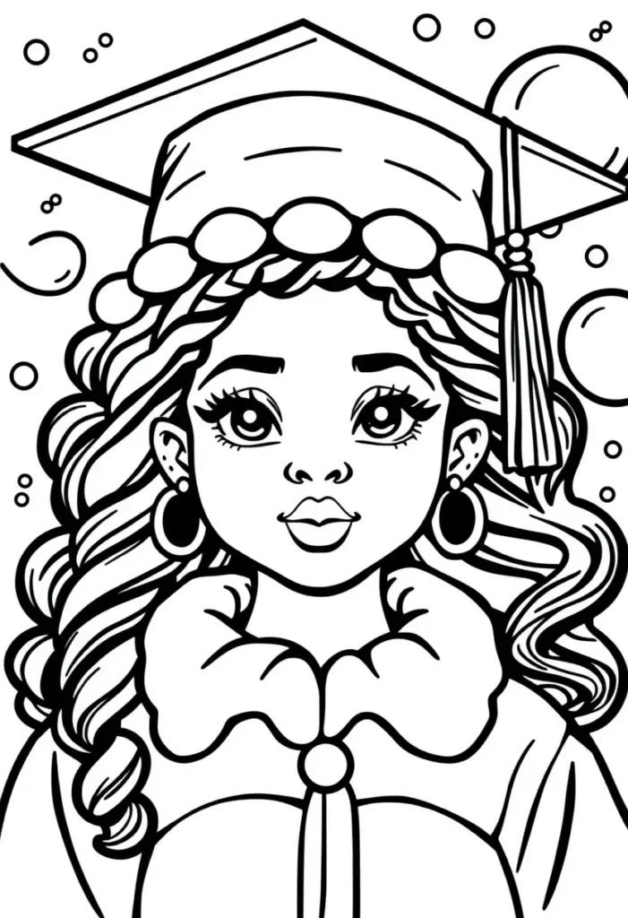 Graduation Celebration Black Girl Coloring Pages