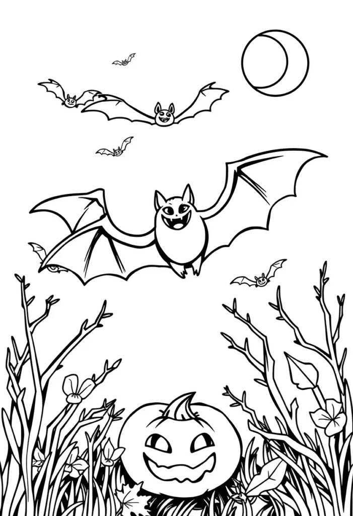 Halloween Bats Coloring Pages