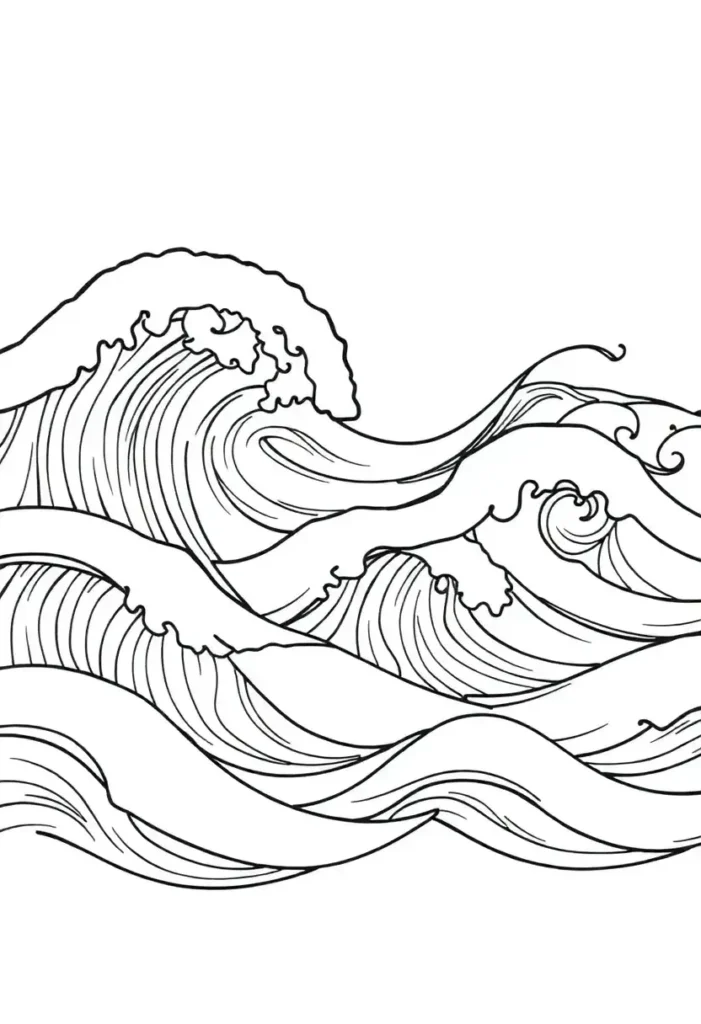 Ocean Waves Coloring Pages