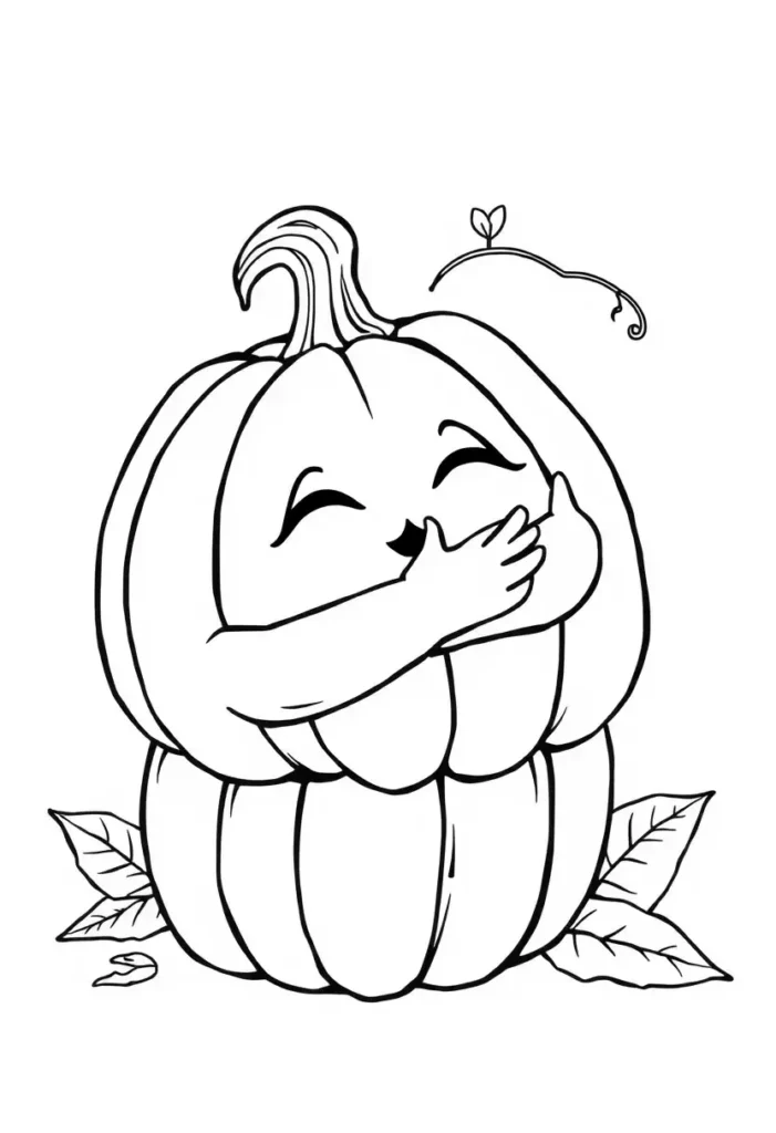 Pumpkin Hugging Itself Coloring Pages