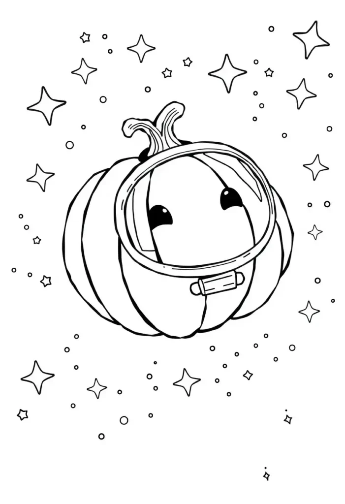 Pumpkin in Space Coloring Pages