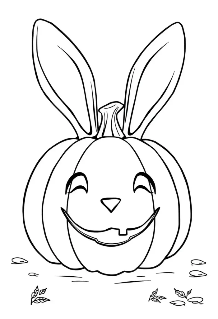 Pumpkin with Bunny Ears Coloring Pages
