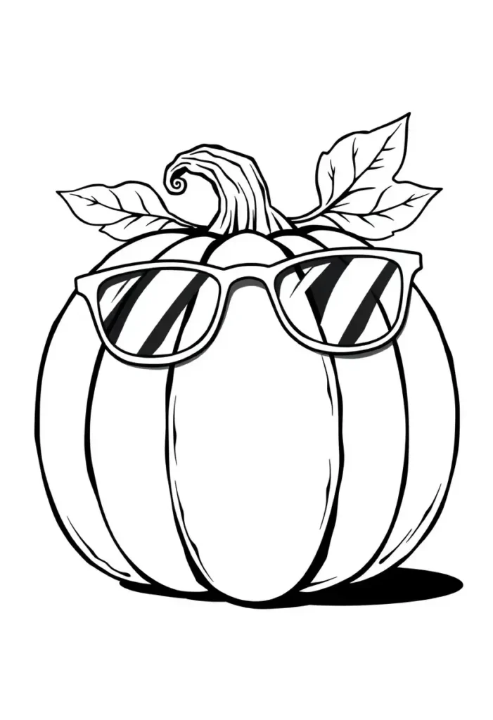 Pumpkin with Glasses Coloring Pages