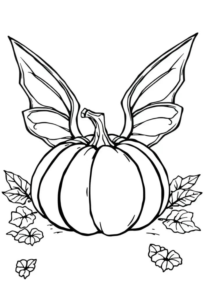 Pumpkin with Wings Coloring Pages