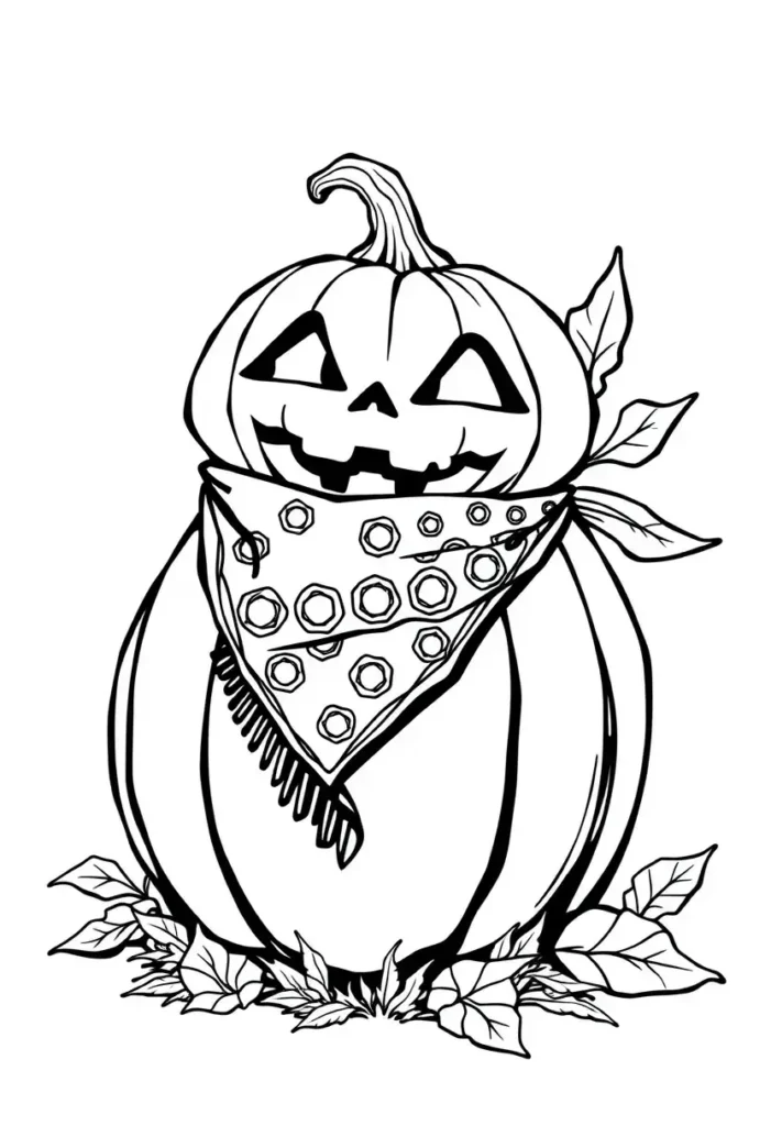 Pumpkin with a Bandana Coloring Pages
