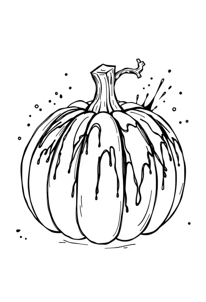 Pumpkin with a Messy Paint Splatter Coloring Pages