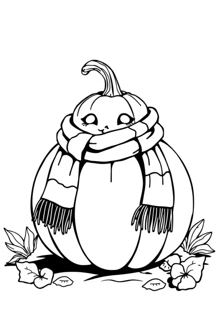 Pumpkin with a Scarf Coloring Pages