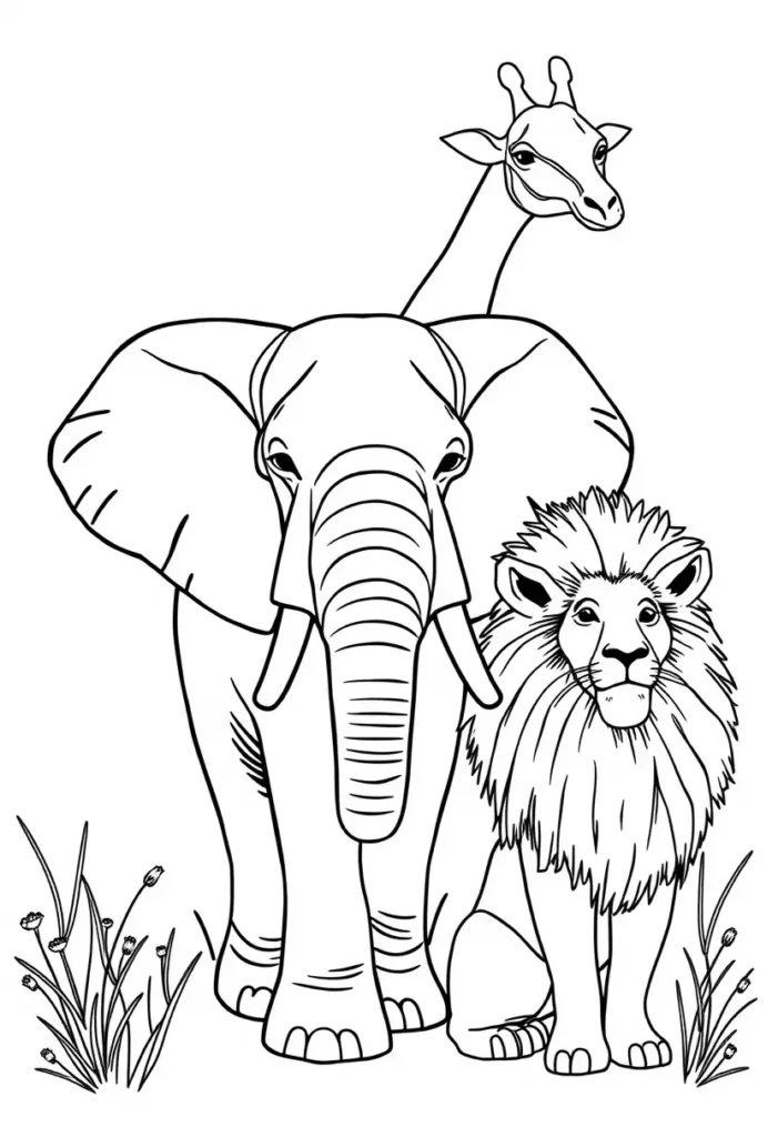 Safari Silhouettes Coloring Pages