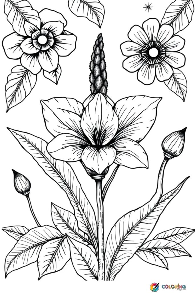 Vintage Botanical Illustrations Coloring Page