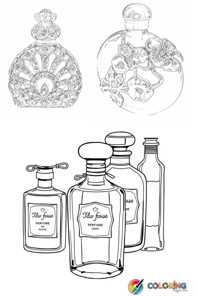 Vintage Perfume Bottles Coloring Page