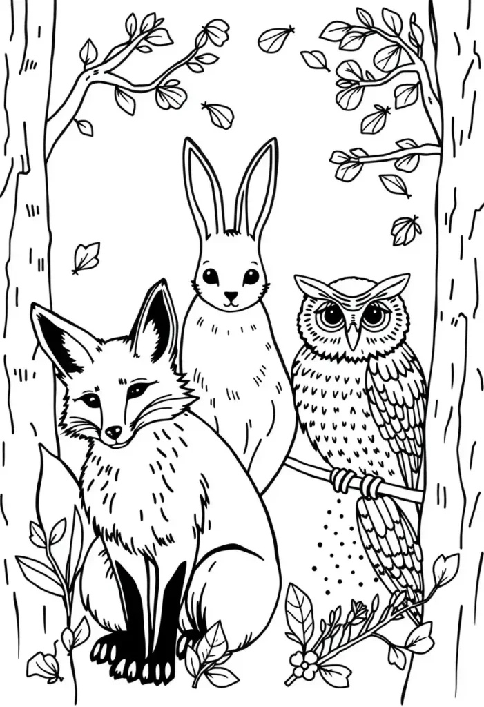 Woodland Creatures Coloring Pages