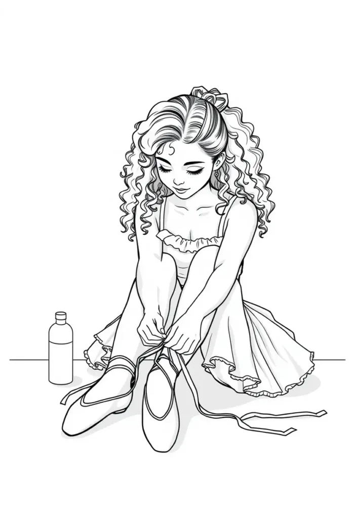 Ballerina with Ballet Slippers Coloring Pages