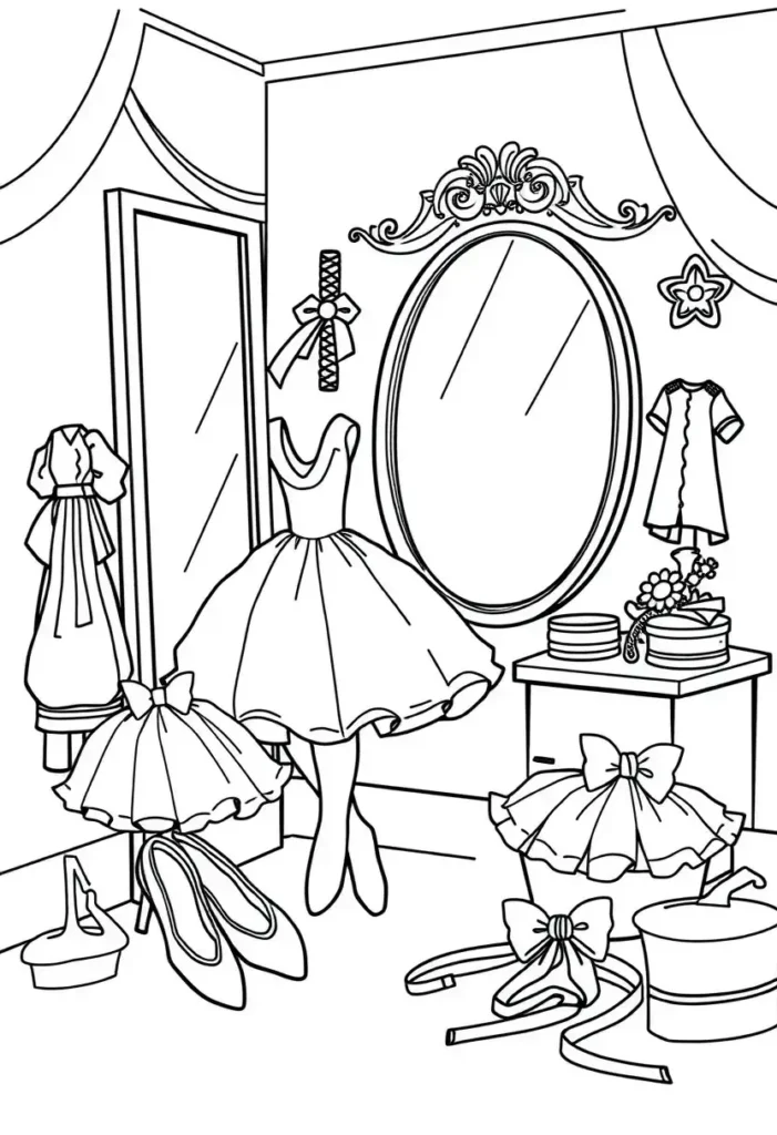 Ballerina's Dressing Room Coloring Pages