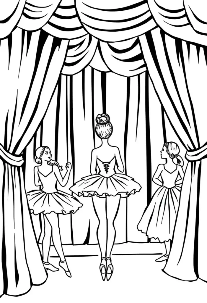 Behind the Curtain Ballerina Coloring Pages
