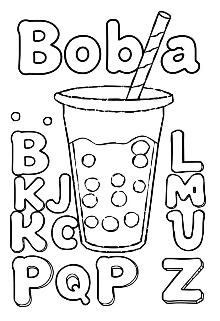 Boba Alphabet Coloring Pages