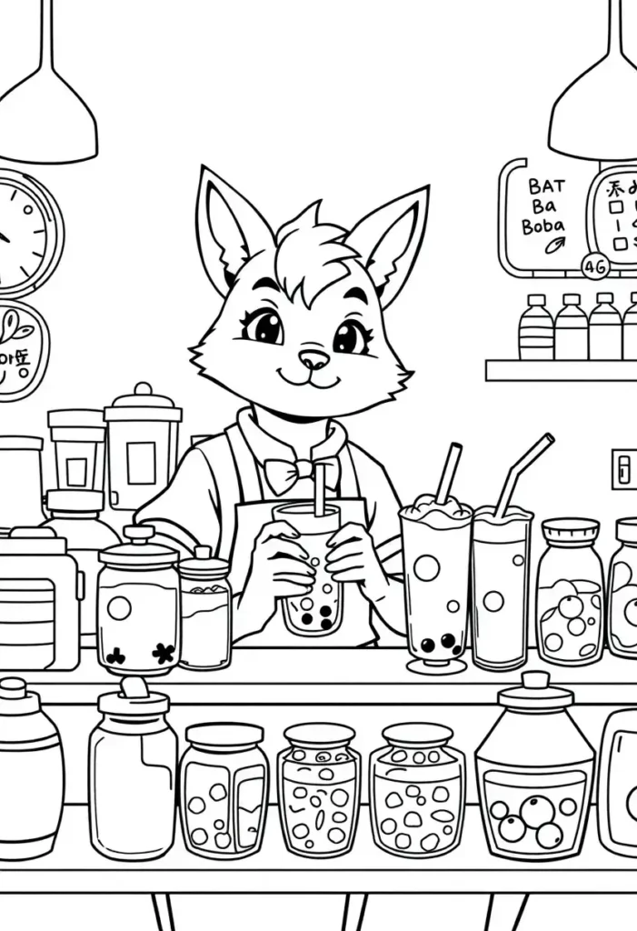 Boba Shop Owner Coloring Pages