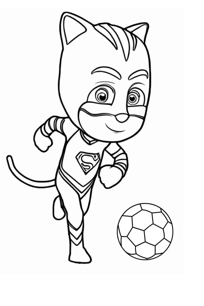 Catboy Playing Soccer Coloring Pages