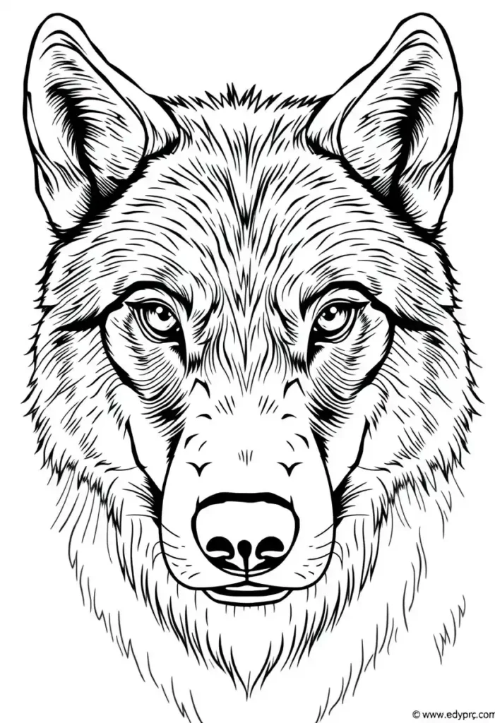 Close-up Wolf Portrait Coloring Pages