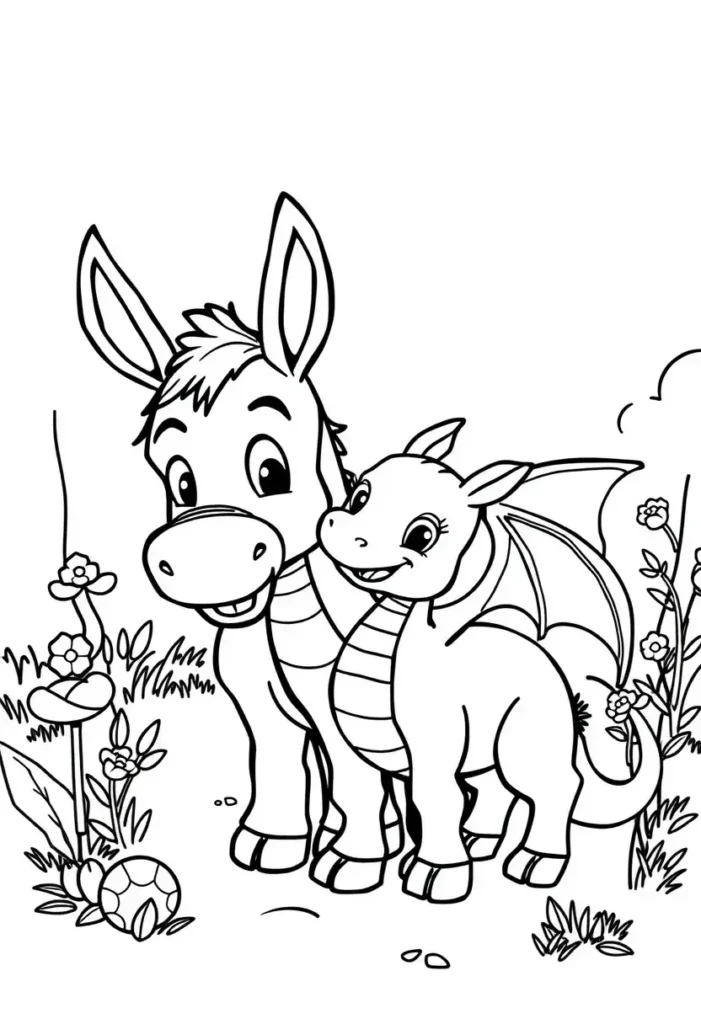 Donkey and Dragon's Babies Coloring Pages