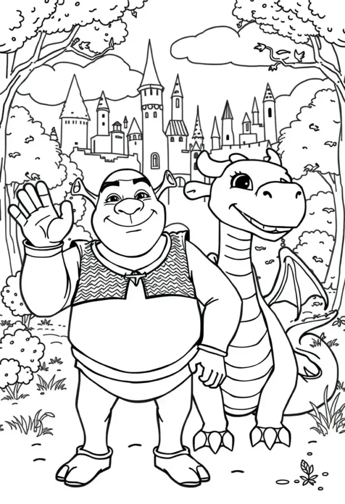 Dragon And Shrek Coloring Pages
