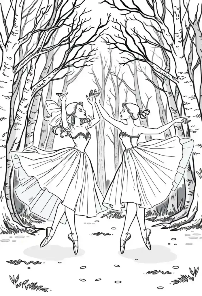 Famous Ballet Scenes Ballerina Coloring Pages