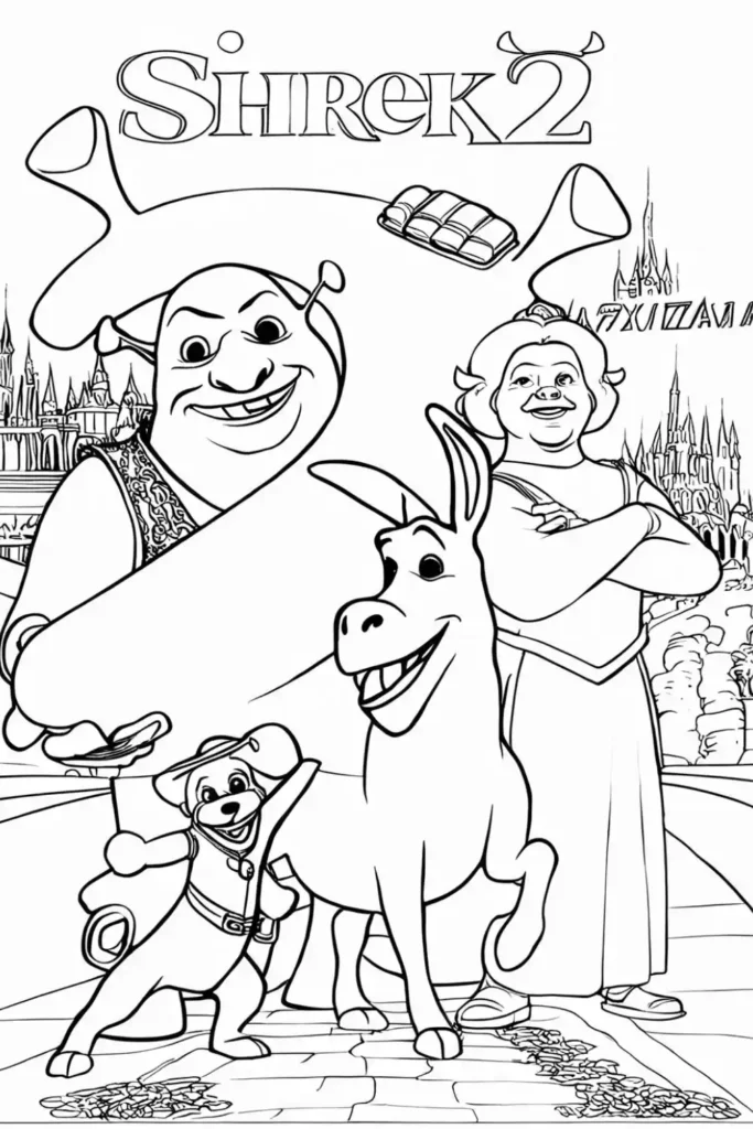 Far Far Away Scenes Shrek Coloring Pages