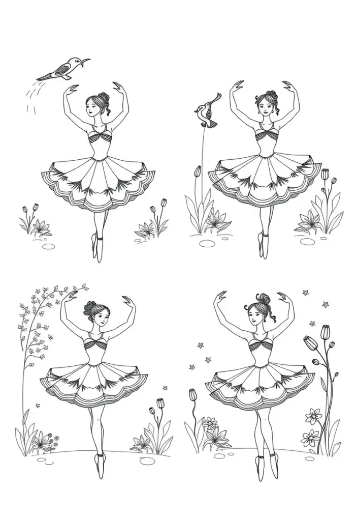 Four Seasons Ballerinas Coloring Pages