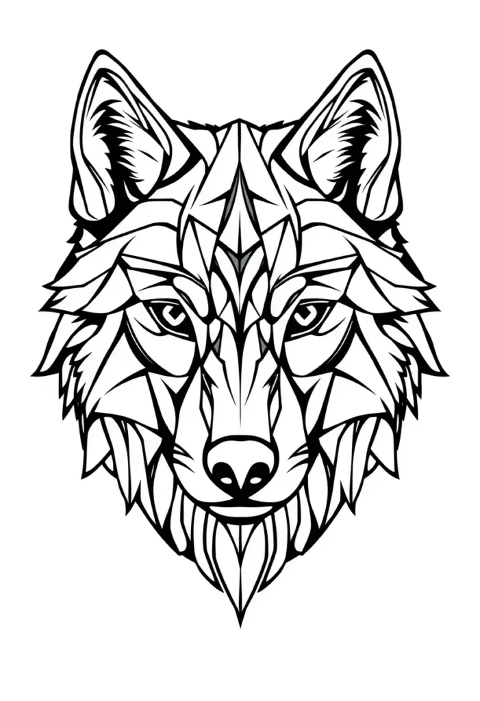 Geometric Wolf Design Coloring Pages