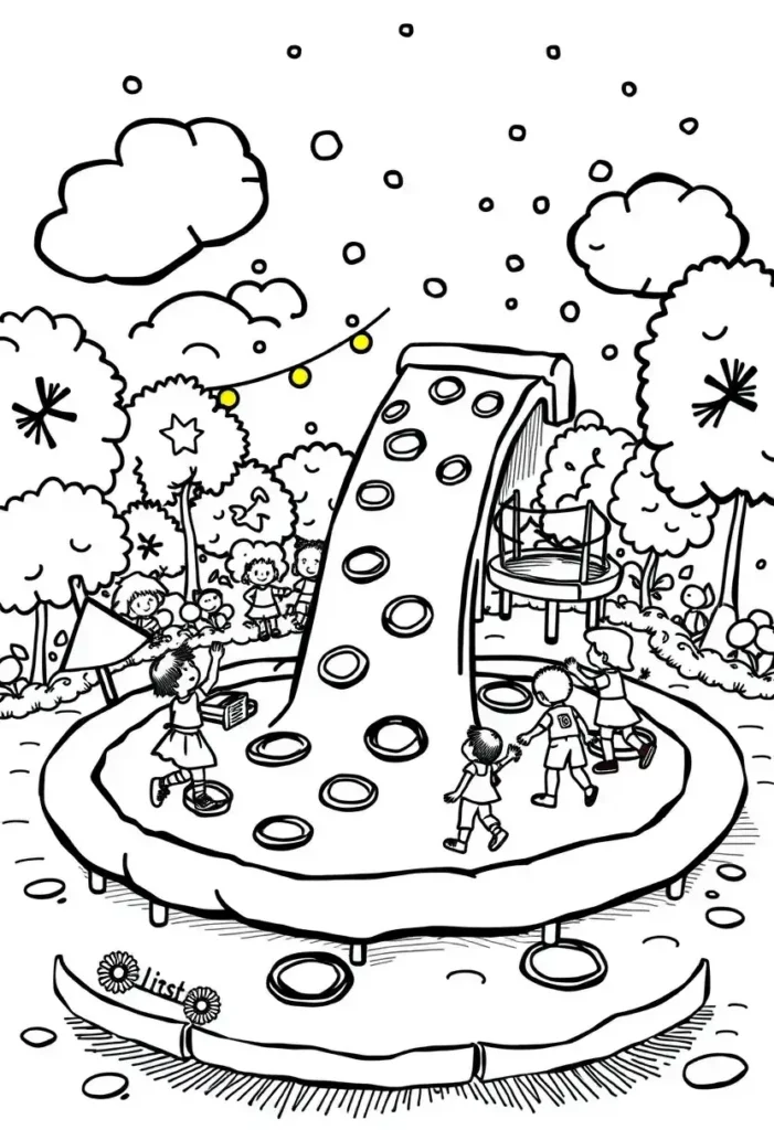 Giant Pizza Playground Coloring Pages