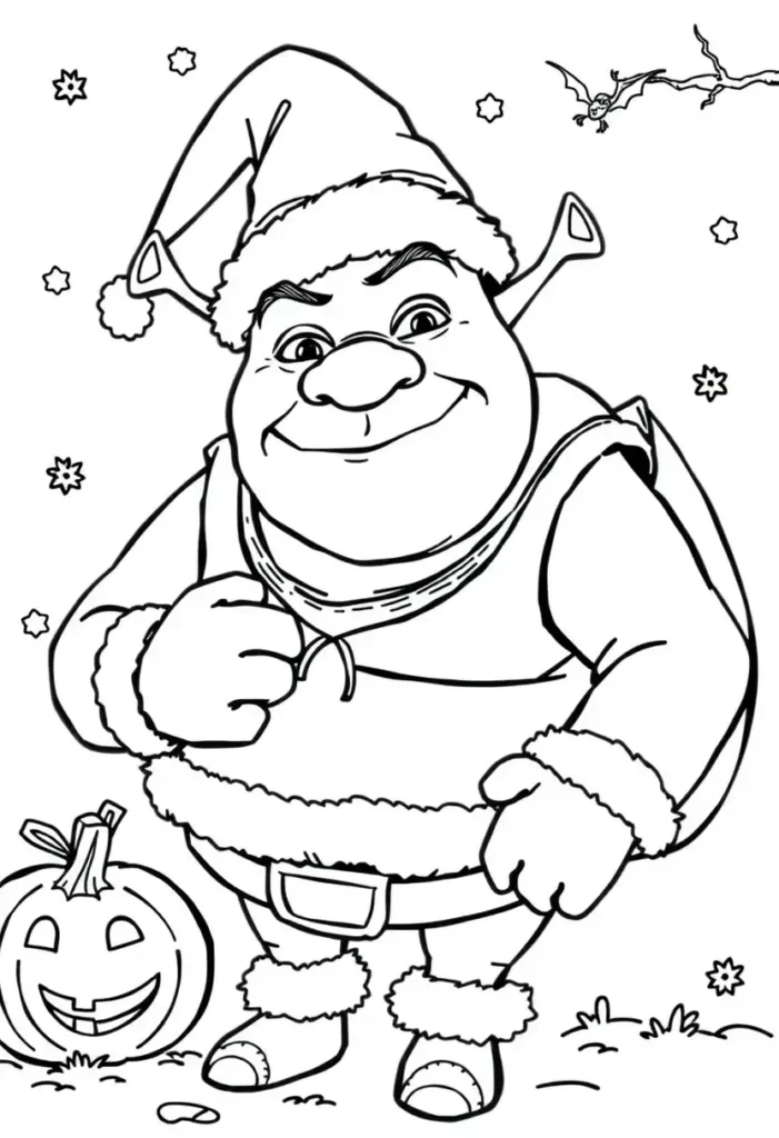 Holiday-Themed Shrek Coloring Pages