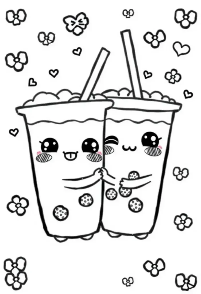Kawaii Boba Friends Coloring Pages