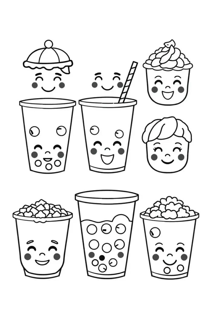 Mix-and-Match Boba Coloring Pages