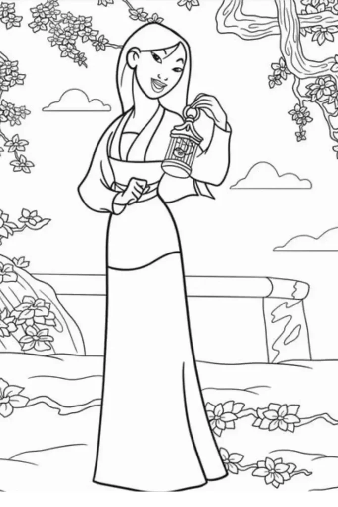 Mulan's Brave Journey Coloring Pages