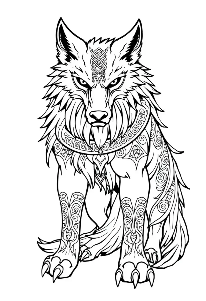 Mythological Wolf Figure Coloring Pages