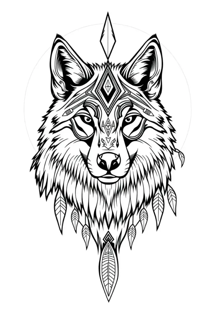 Native American-Inspired Wolf Spirit Coloring Pages