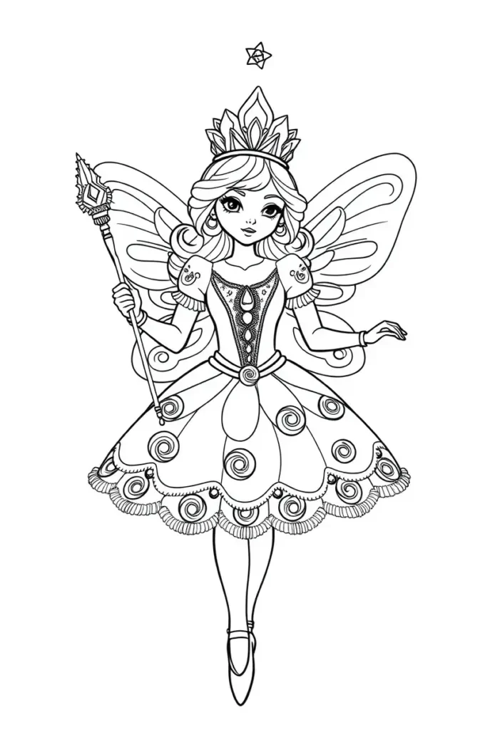 Nutcracker Sugar Plum Fairy Ballerina Coloring Pages