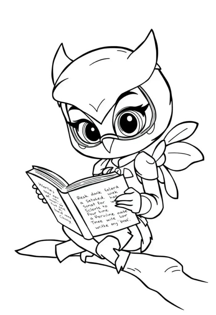 Owlette Reading a Book Coloring Pages