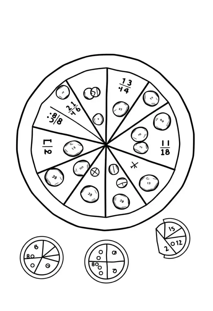 Pizza Math Page Coloring Pages