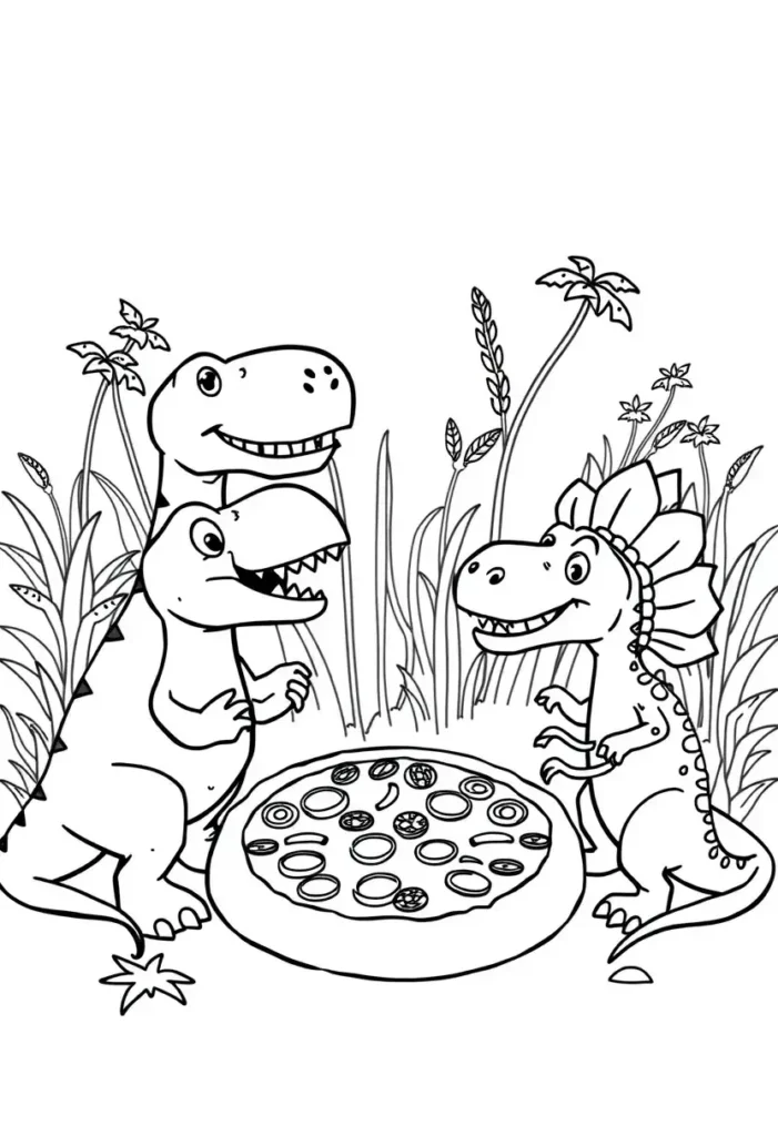 Prehistoric Pizza Coloring Pages