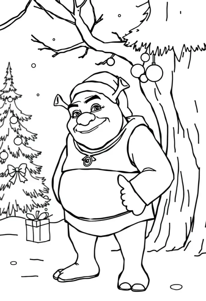 Shrek Coloring Pages Christmas Edition