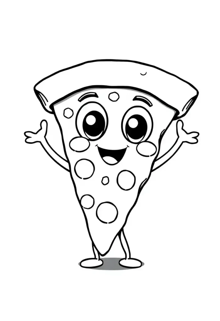 Silly Pizza Character Coloring Pages