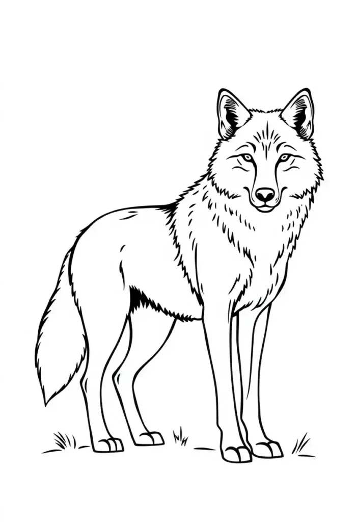 Simple Wolf Outline for All Ages Coloring Pages